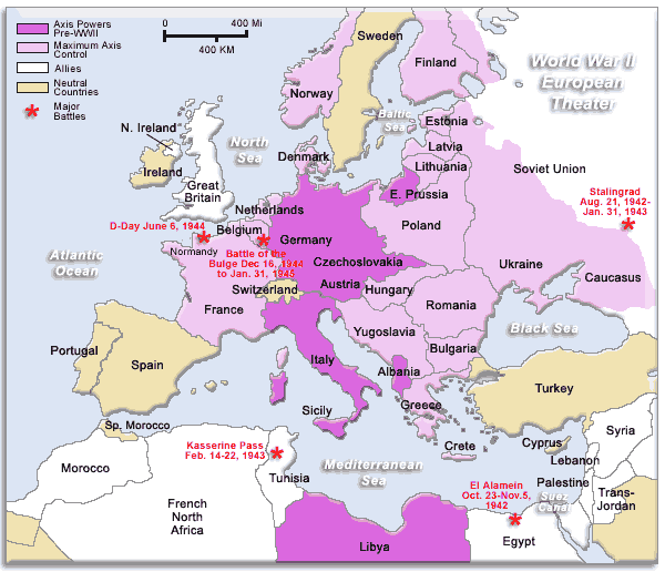 World War 2 In Europe And North Africa Map Worksheet Answer Key